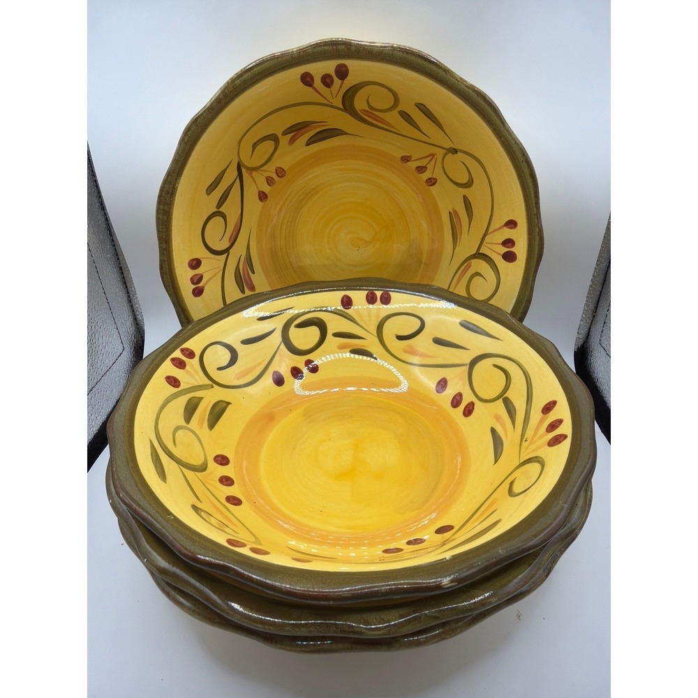 4 Home Trends Italian Villa Bowls Rustic 8 Inch Soup Pasta Salad Serveware